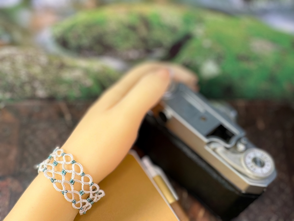 "Snowmelt Whisper" Tatted Lace Bracelet