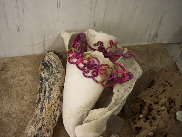 "Shimmering Roses" Tatted Lace Bracelet
