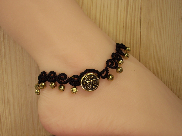 "Bellstride" Tatted Lace Anklet with Bells