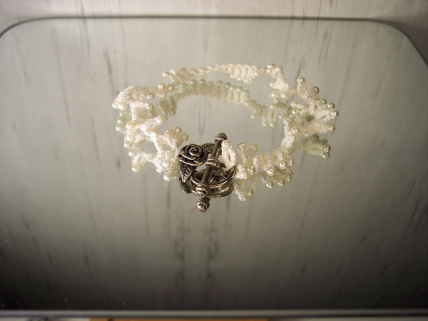 "Rose and Ruffle" Tatted  Lace Bracelet
