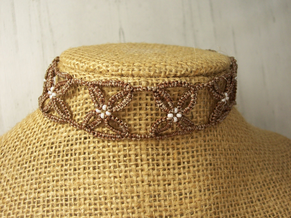 "X Marks the Spot" Tatted Lace Choker Necklace