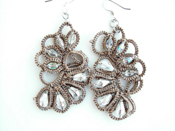 First Frost Ankars Style Needle Tatted Earrings