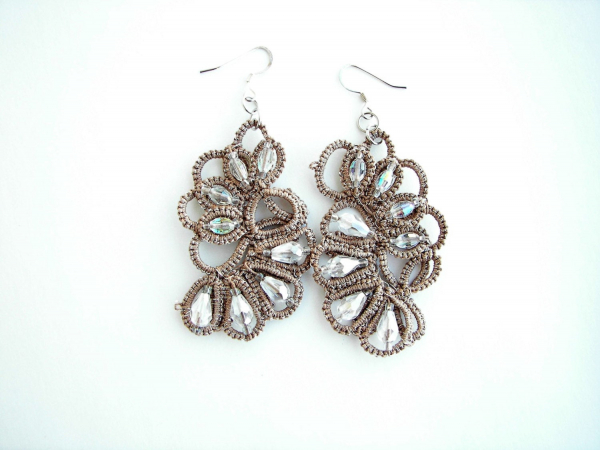 First Frost Ankars Style Needle Tatted Earrings