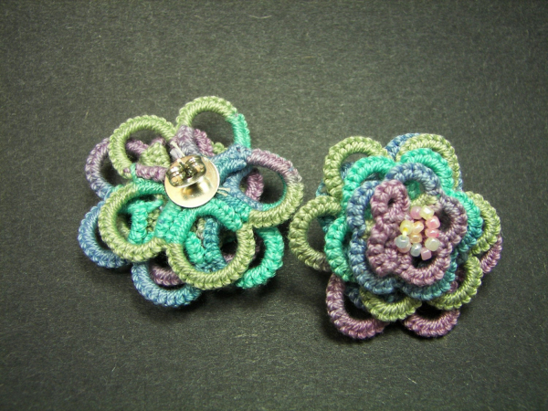 "Threaded Bloom" Tatted Lace Rose Earrings
