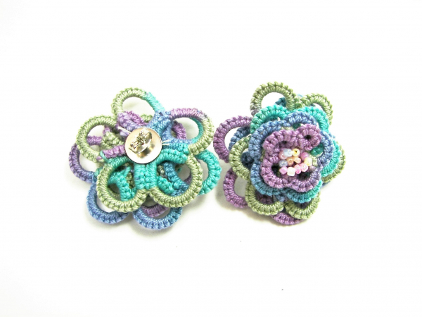 "Threaded Bloom" Tatted Lace Rose Earrings