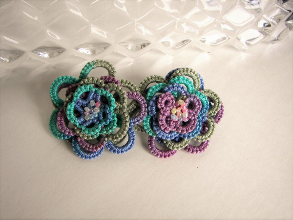 "Threaded Bloom" Tatted Lace Rose Earrings