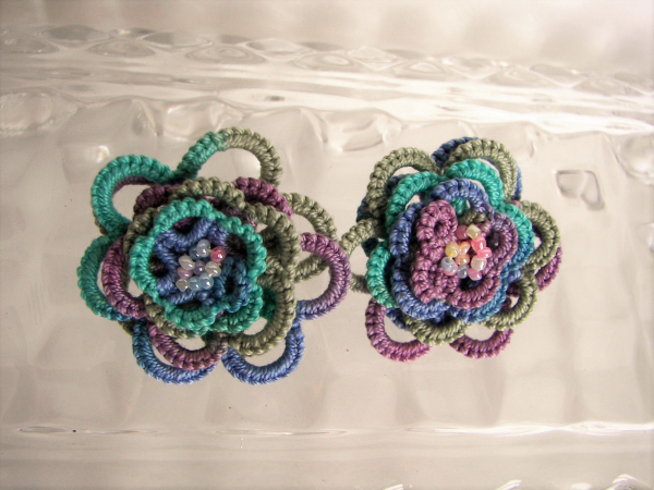 "Threaded Bloom" Tatted Lace Rose Earrings