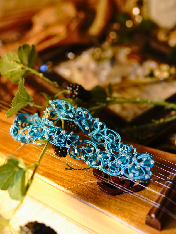 Glassworn Grace Swarovski tatted choker Elegant tatted choker with silver box clasp