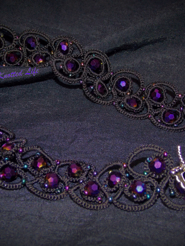 Velasyl’s Bloom tatted lace elven-inspired choker Lace choker displayed on dark fabric.