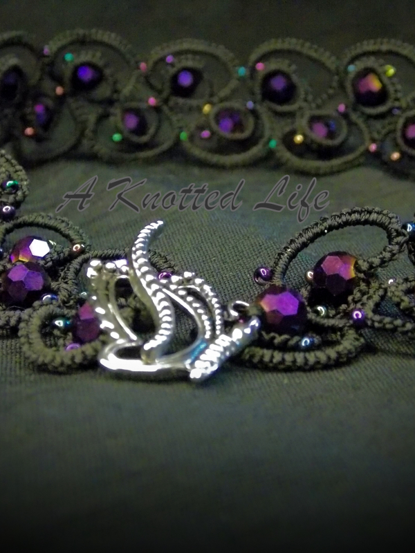 Velasyl’s Bloom tatted lace elven-inspired choker Fantasy-style black and violet lace necklace.