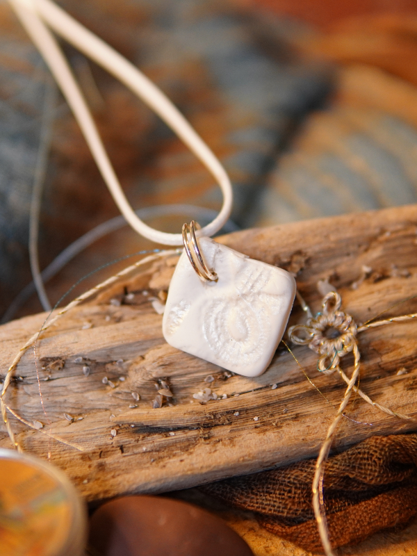 White cord handmade pendant