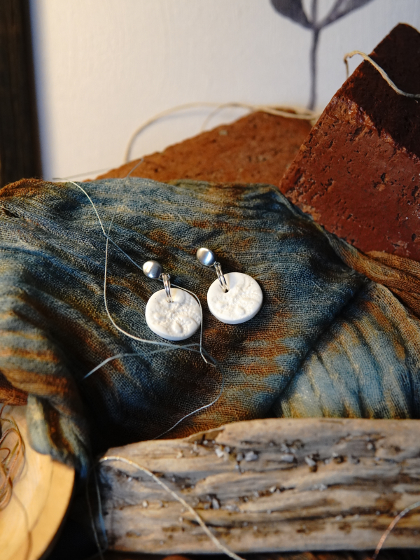 Stainless steel post clay earrings