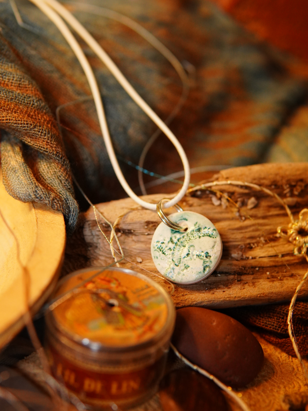 Green patina lace necklace
