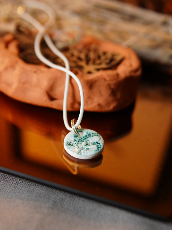 Textured round clay jewelry