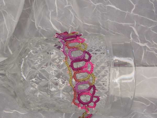 "Sunwarmed Trellis" Adjustable Tatted Lace Bracelet