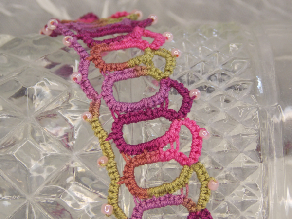 "Sunwarmed Trellis" Adjustable Tatted Lace Bracelet