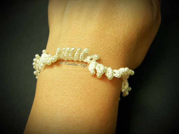 "Rose and Ruffle" Tatted  Lace Bracelet