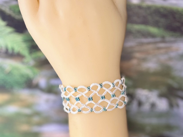"Snowmelt Whisper" Tatted Lace Bracelet