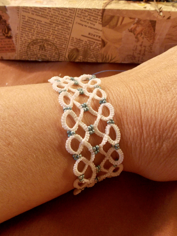 "Snowmelt Whisper" Tatted Lace Bracelet