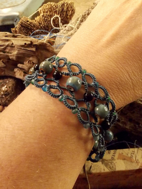 "Stoneveil" Tatted Lace Bracelet