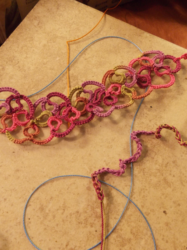 "Shimmering Roses" Tatted Lace Bracelet