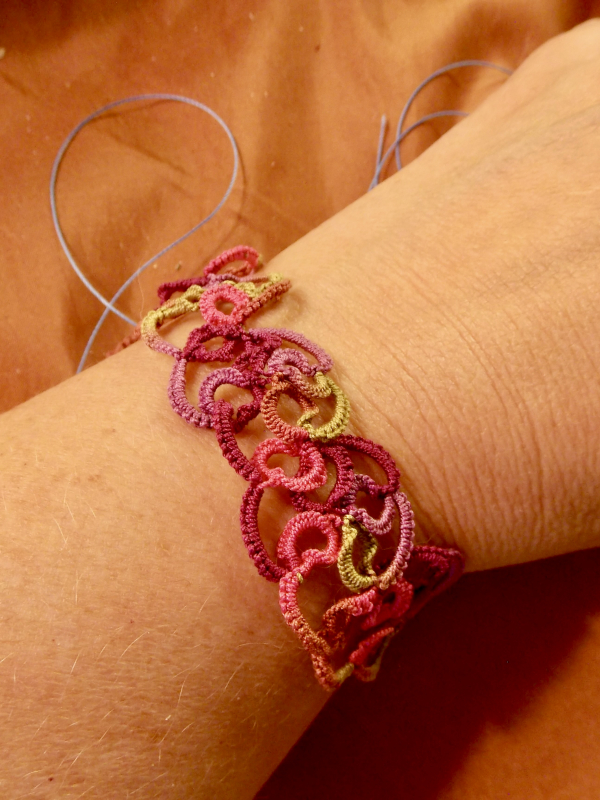 "Shimmering Roses" Tatted Lace Bracelet