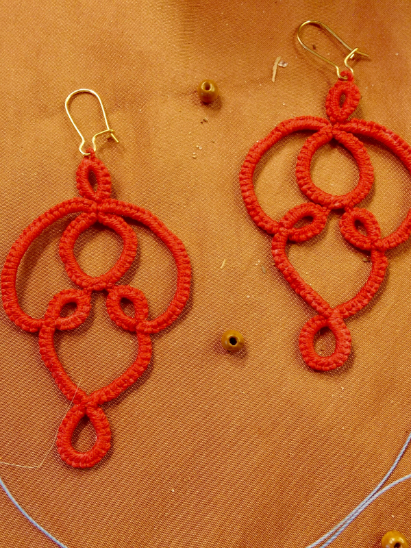 "Threaded Return" Tatted Lace Earrings