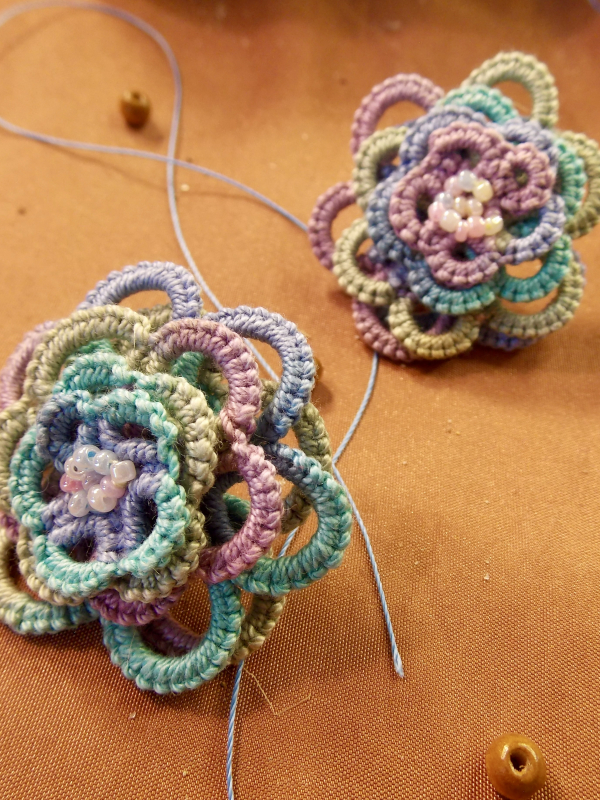 "Threaded Bloom" Tatted Lace Post Earrings