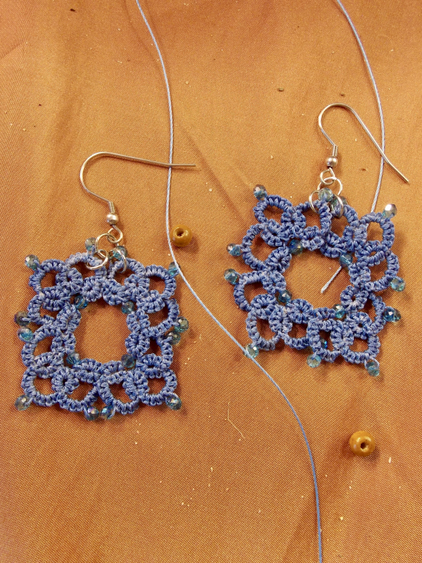 "1916 Reverie" Blue Tatted Lace Earrings