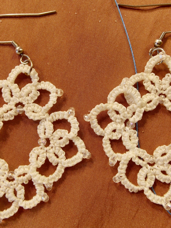 "1916 Reverie" White Diamond Tatted Lace Earrings