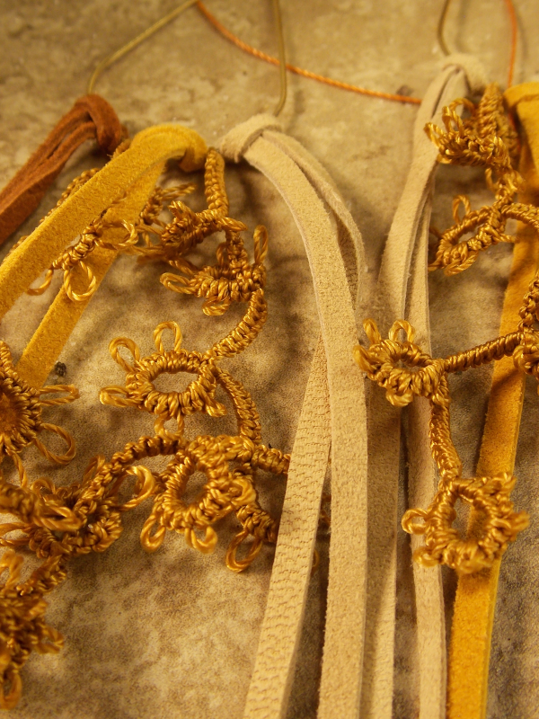 "Dustdancer Fringe" Tatted Lace and Leather Earrings