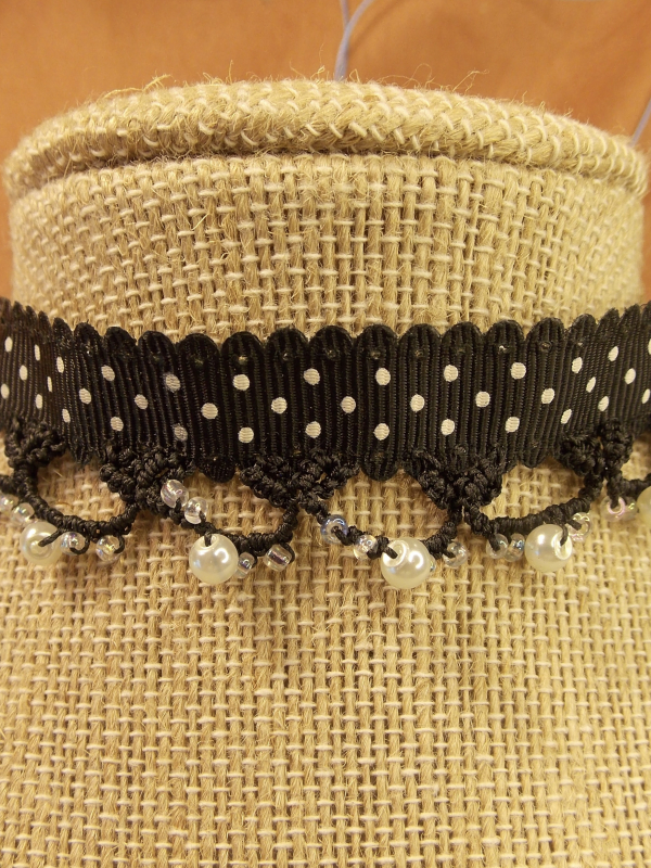 "Ribbon Reverie" Black Tatted Lace & Ribbon Necklace