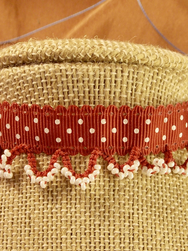 "Ribbon Reverie" Red Tatted Lace & Ribbon Necklace
