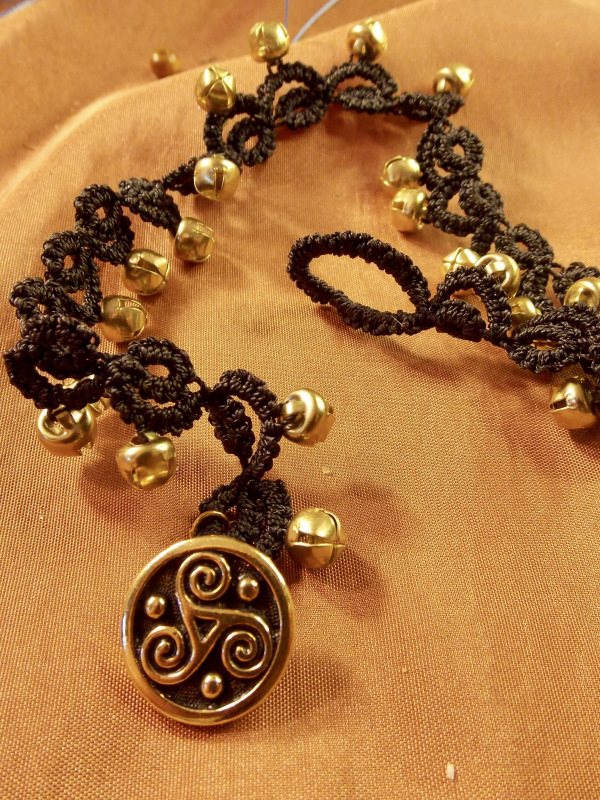 "Bellstride" Tatted Lace Anklet with Bells