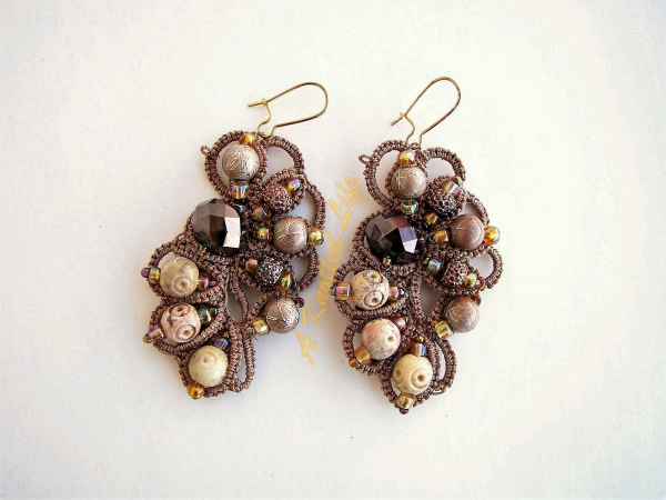 "Sunbaked Relic" Tatted Lace Earrings