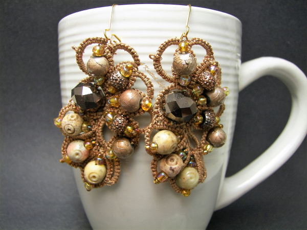"Sunbaked Relic" Tatted Lace Earrings