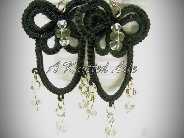 "Nightflutter" Tatted Lace Earrings