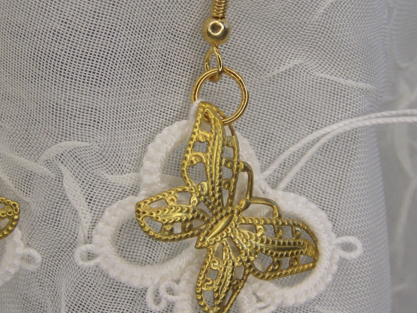 "Twicewing" Tatted Lace Butterfly Earrings