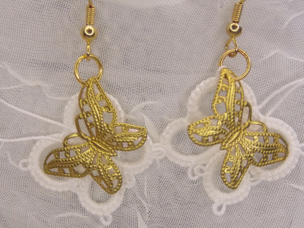 "Twicewing" Tatted Lace Butterfly Earrings