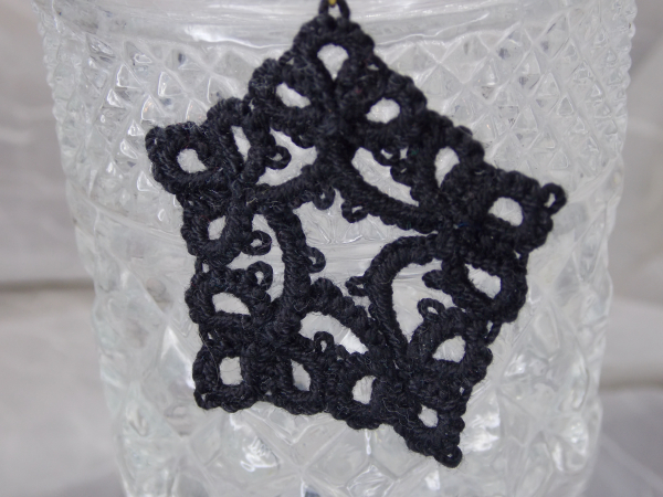 "Starweaver Charms" Tatted Lace Earrings in Black