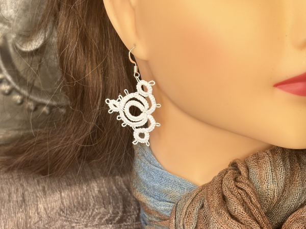 "Whorlwind"  Needle Tatted Lace Earrings
