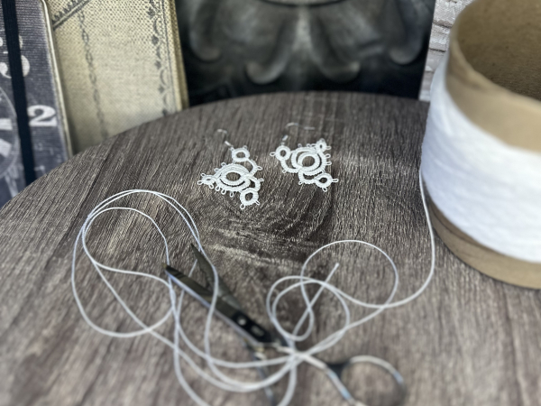 "Whorlwind"  Needle Tatted Lace Earrings