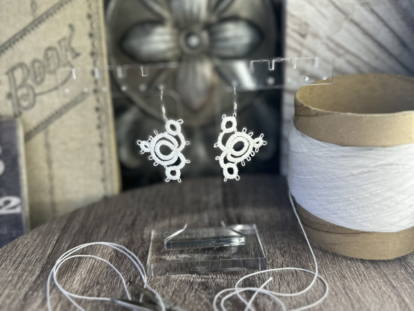 "Whorlwind"  Needle Tatted Lace Earrings