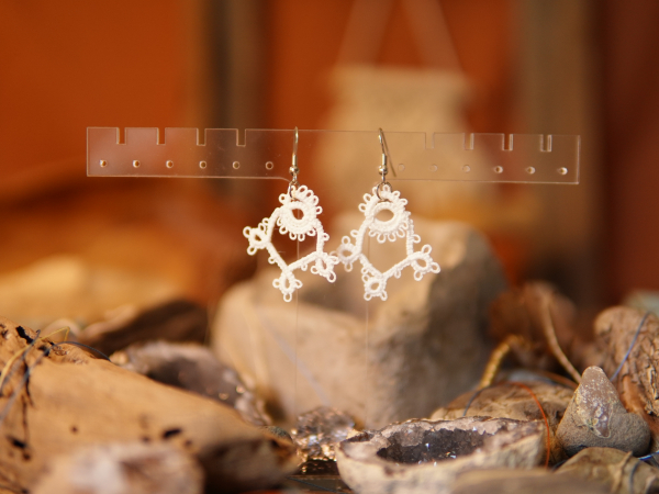 "Thistlewing" Tatted Lace Earrings