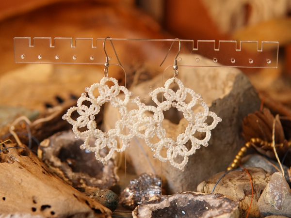 "1916 Reverie" White Tatted Lace Earrings