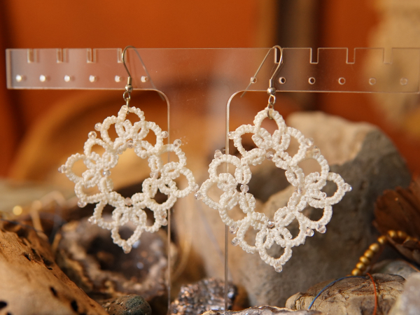 "1916 Reverie" White Tatted Lace Earrings