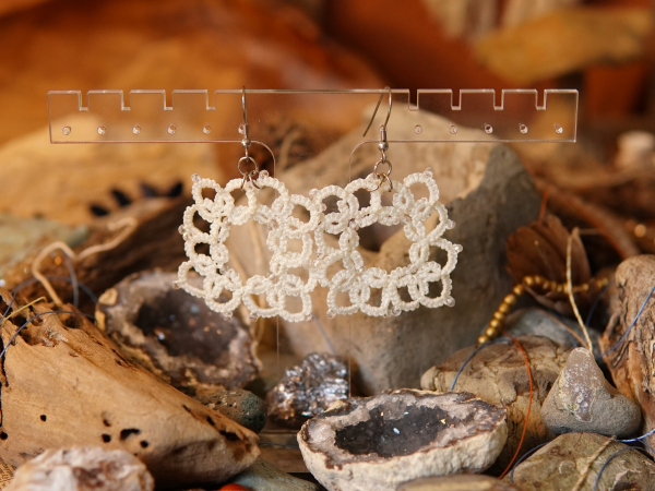 "1916 Reverie" White Tatted Lace Earrings