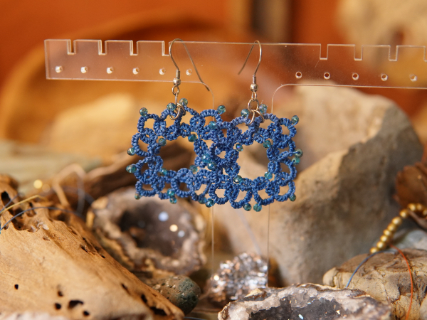"1916 Reverie" Blue Tatted Lace Earrings