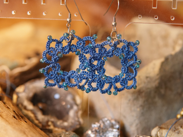 "1916 Reverie" Blue Tatted Lace Earrings