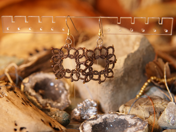 "1916 Reverie" Brown Tatted Lace Earrings